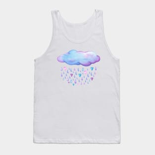 Cloud with hearts and raindrops Tank Top